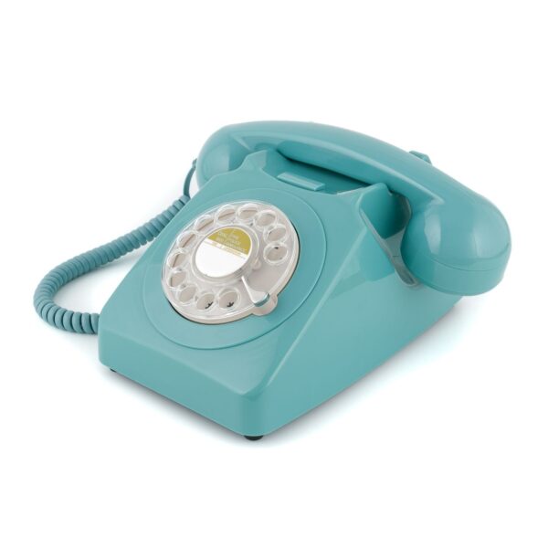 Fanno-Retro Rotary Telephone with Authentic Bell Ring and 70s Styling in Blue