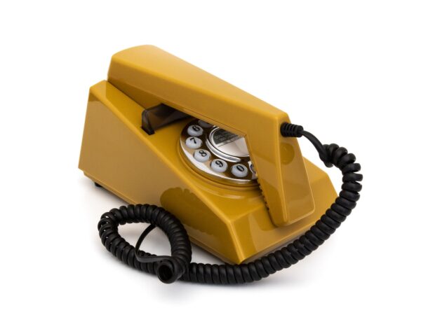 Fanno-Retro Trim Phone Push Button Wall Mountable Mustard Color Classic Design