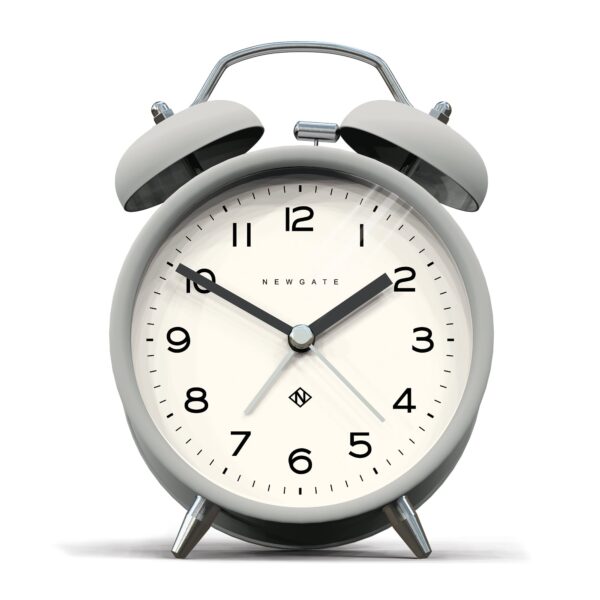 Fanno-Modern Grey Alarm Clock with Silent Sweep Movement and Twin-Bell Alarm