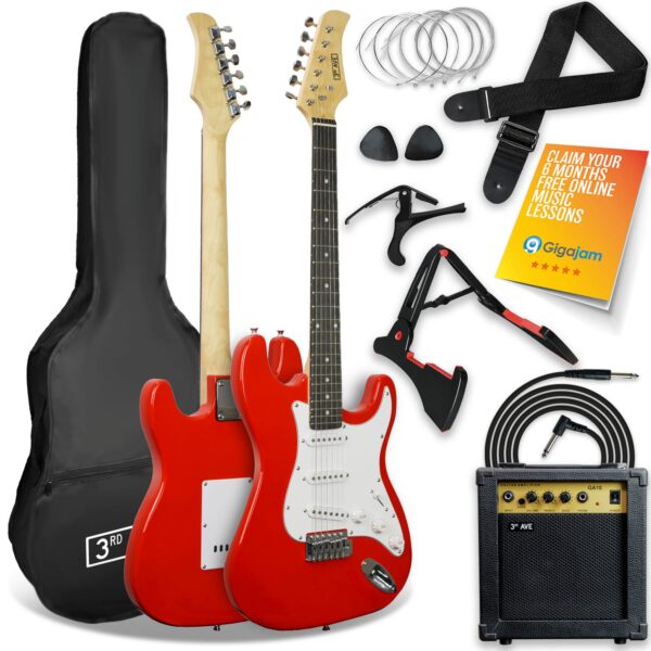 Fanno-Full Size Electric Guitar Starter Pack with Amp and Accessories for Beginners