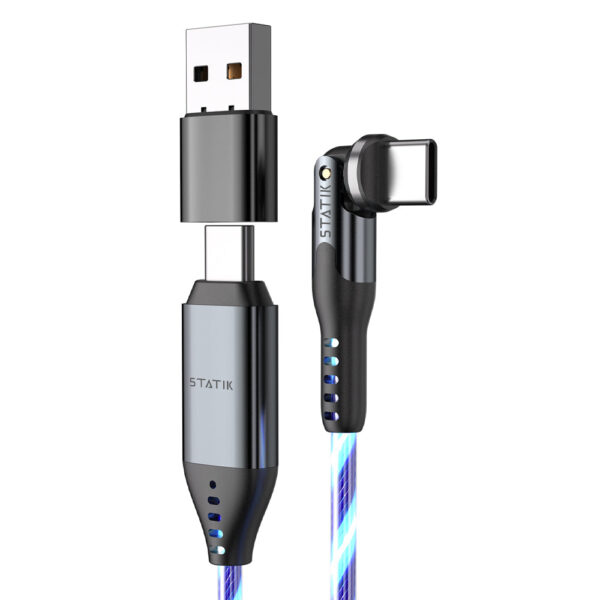 Fanno-USB-C to USB-C Cable 1m Glowing LED Fast Charging Data Transfer Durable Design