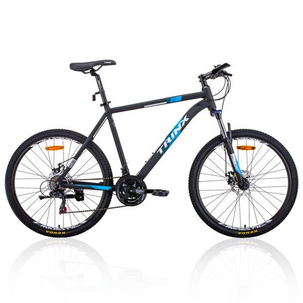 Fanno-26 Inch Mountain Bike Shimano 21 Speed Lock-out Suspension Matt Black Blue