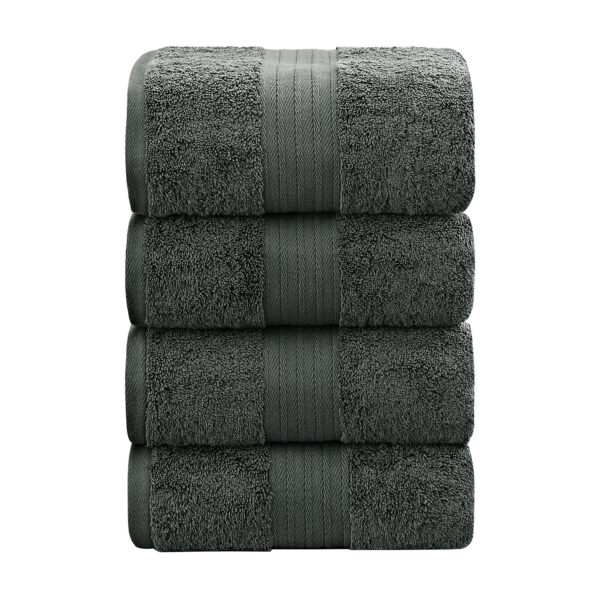 Fanno-Cotton Bath Towels Set of 4 Highly Absorbent Fast Drying Charcoal Color