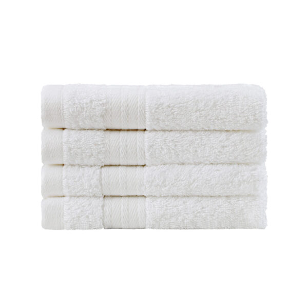 Fanno-Cotton Washcloth Set of 4 Highly Absorbent Fast Drying OEKOTEX Certified White Towels