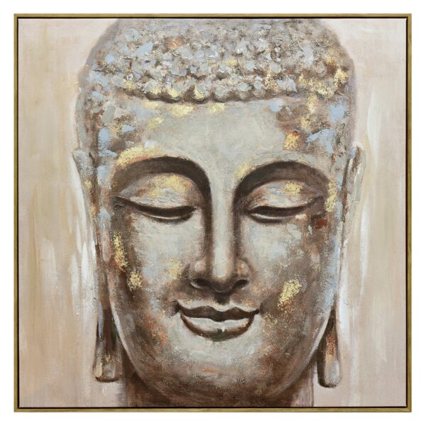 Fanno-Canvas Wall Art Mystic Mettle Buddha 100X100cm Dark Wood Frame Spiritual Decor