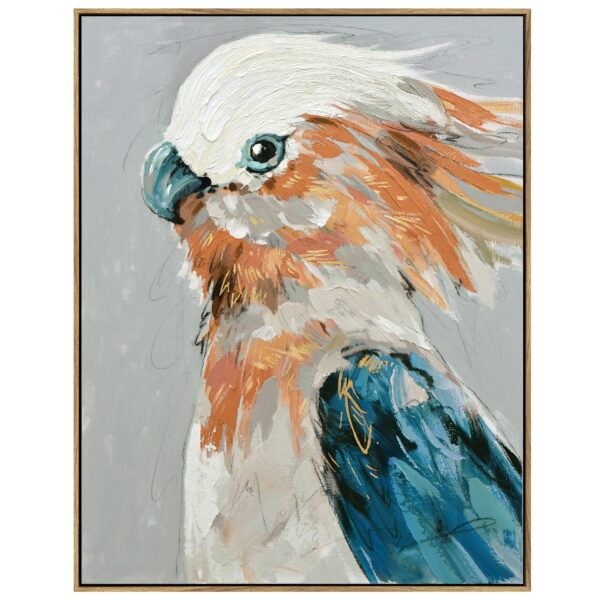 Fanno-Hand-Painted Canvas Wall Art 60X90cm Cerulean Gaze Cockatoo Dark Wood Frame