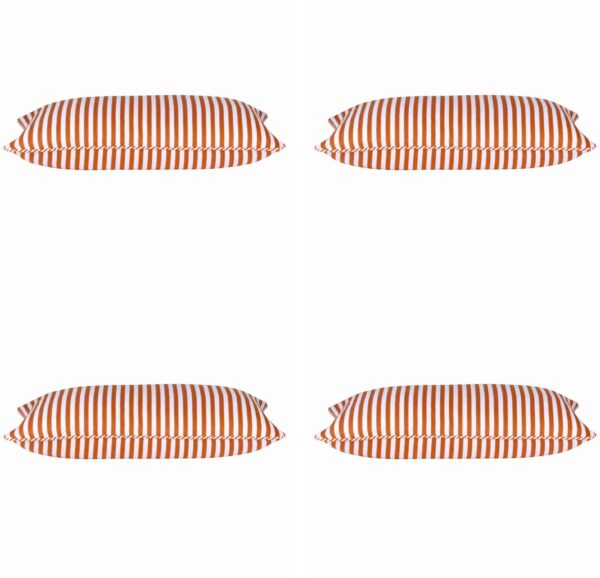 Fanno-Pack of 4 Rectangle Cushion Covers in Orange and White for Home Decor