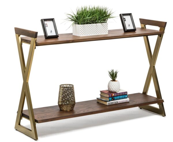 Fanno-Wooden Entryway Console Table with Shelves Rustic Contemporary Design Storage