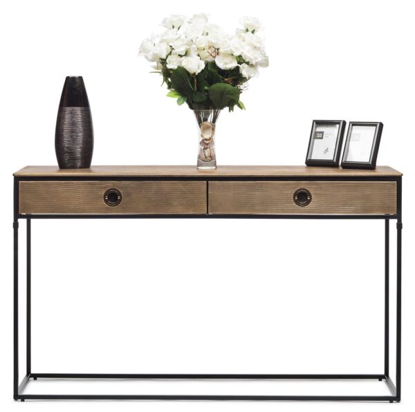 Fanno-Contemporary Golden Black Hallway Console Table with Drawers for Urban Spaces