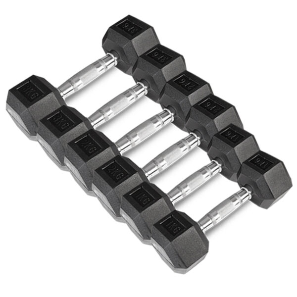 Fanno-Hex Dumbbell Set 1kg 2kg 3kg Rubber Coated Pairs for Home Gym Workouts