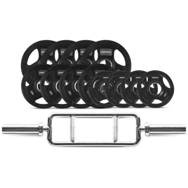 Fanno-40kg Olympic Tricep Bar Set with Tri-Grip Plates for Home and Gym Workouts