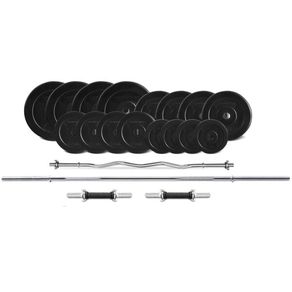 Fanno-25mm Standard EnduraCast Weight Plates Set with Barbell and Dumbbells 90kg