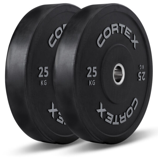 Fanno-Compatible 25kg Black Rubber Olympic Bumper Plates for Gym and CrossFit Use