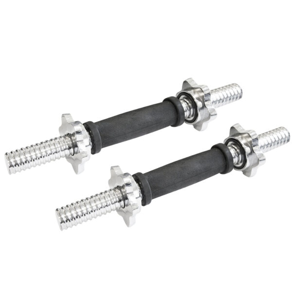 Fanno-Chrome Plated Dumbbell Handles with Rubber Grip and Spiral Lock Collars Pair