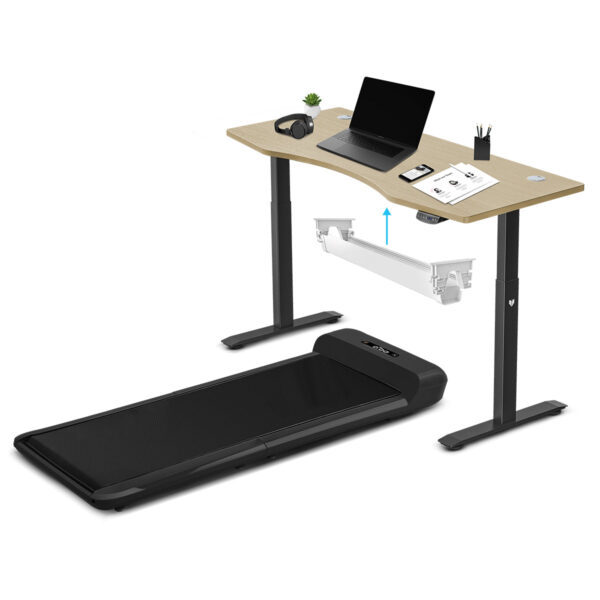 Fanno-WalkingPad C2 Treadmill + ErgoDesk Automatic Standing Desk 1500mm in Oak/Black + Cable Management Tray