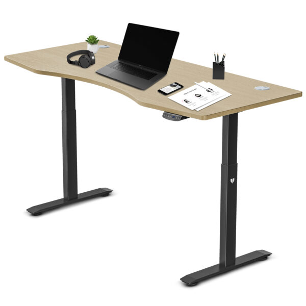 Fanno-Automatic Height Adjustable Standing Desk 150cm Oak Heavy Duty Steel Frame