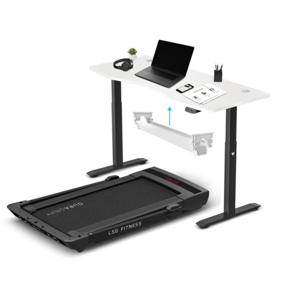 Fanno-LSG Pacer M5 with Dual Motor Automatic Standing Desk 150cm in White/Black and Cable Management