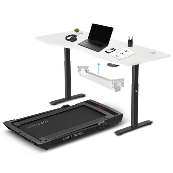 Fanno-LSG Pacer M5 with Dual Motor Automatic Standing Desk 180cm in White/Black and Cable Management