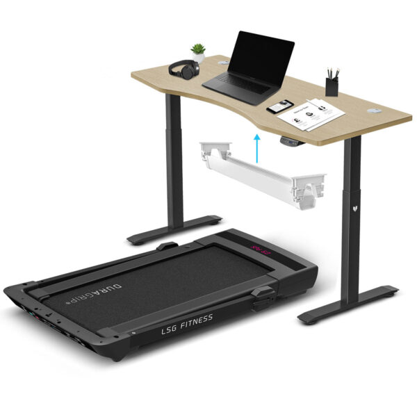 Fanno-LSG Pacer M5 with Dual Motor Automatic Standing Desk 150cm in Oak/Black and Cable Management