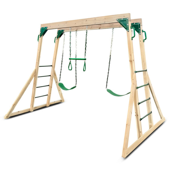 Fanno-Kids 2-in-1 Monkey Bars and Swing Set Premium Timber Outdoor Play Centre