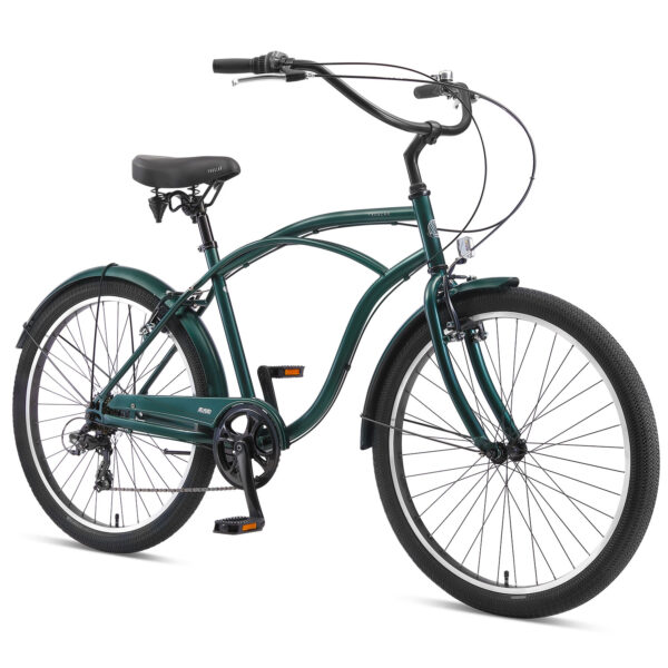 Fanno-26 Inch Steel Frame Cruiser Bike with Comfort Saddle and V-Brakes in Green