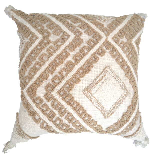 Fanno-Beige Cream Cushion 45x45cm with Tufted Diamond Design for Home Decor