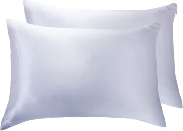 Fanno-Luxury Pillowcase 2 Pack - 100% Pure Mulberry Silk on Both Sides - Silver