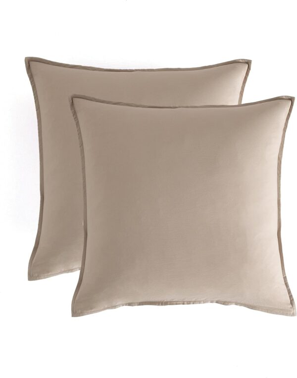 Fanno-Vintage Washed Microfibre European Pillowcases - Set of 2 Luxurious European Pillow Covers - Linen