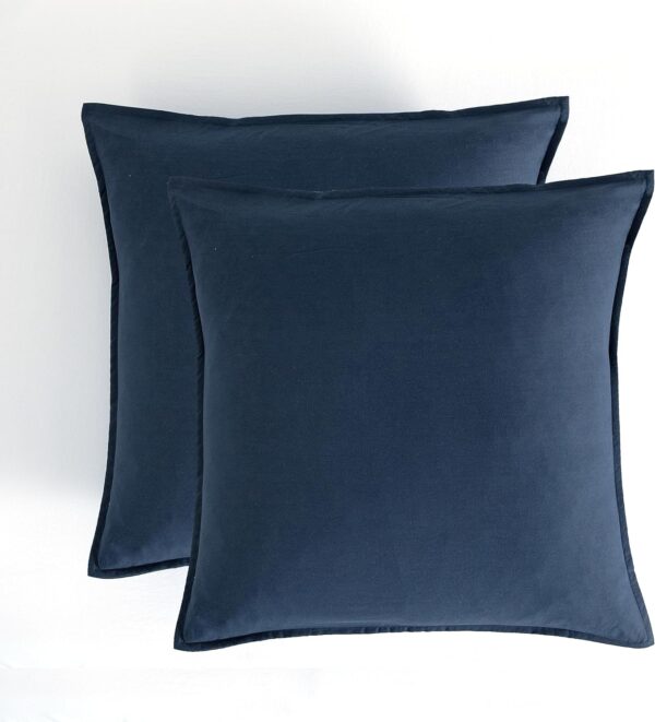 Fanno-Vintage Washed Microfibre European Pillowcases - Set of 2 Luxurious European Pillow Covers - Navy