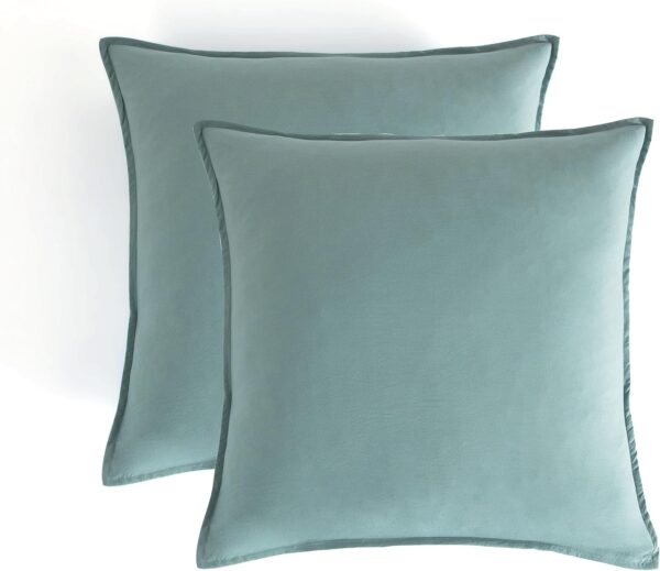 Fanno-Vintage Washed Microfibre European Pillowcases - Set of 2 Luxurious European Pillow Covers - Seafoam