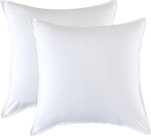 Fanno-Vintage Washed Microfibre European Pillowcases - Set of 2 Luxurious European Pillow Covers - White