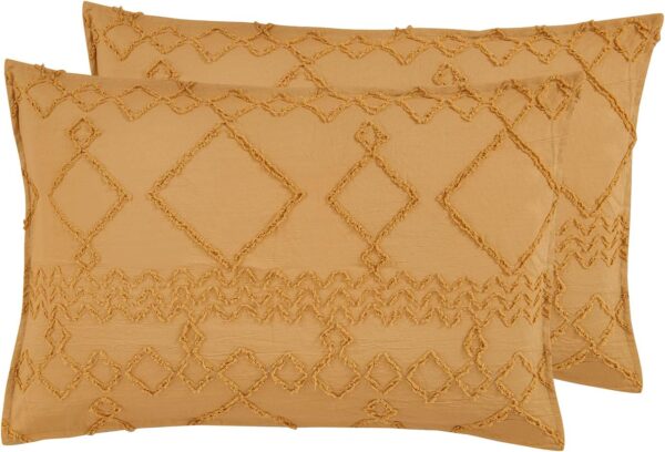 Fanno-100% Premium Microfibre Tufted Standard Pillowcases - Set of 2 Luxurious Standard Pillow Cover with Elegant Design - Caramel