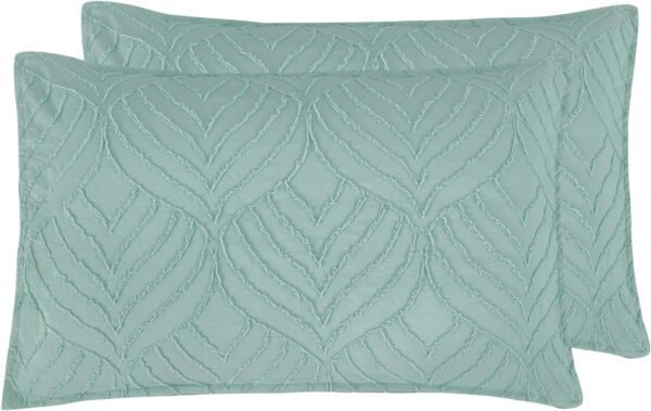 Fanno-100% Premium Microfibre Tufted Standard Pillowcases - Set of 2 Luxurious Standard Pillow Cover with Elegant Design - Sage