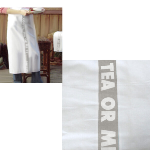 Fanno-Cotton Apron Coffee Tea or Me Taupe White 86 x 96 cm for Home or Cafe Use