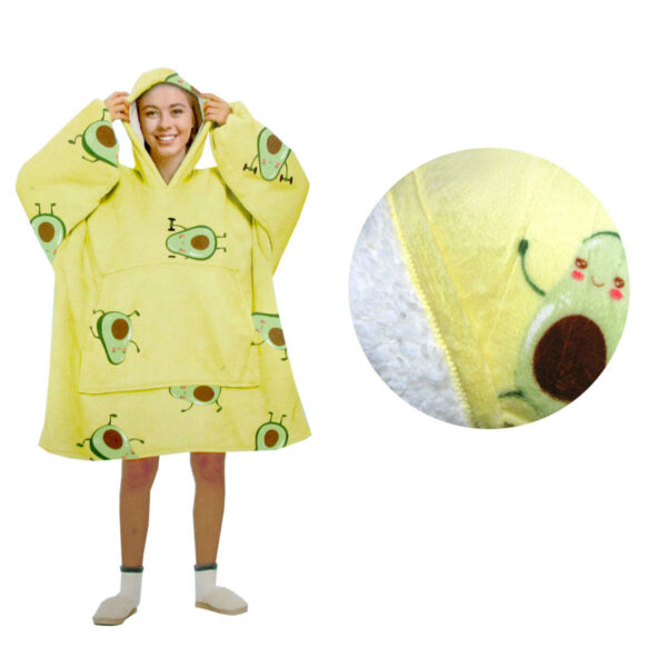 Fanno-Comfy Warm Blanket Hoodie for Adults with Sherpa Fleece Reverse in Yellow Avocado