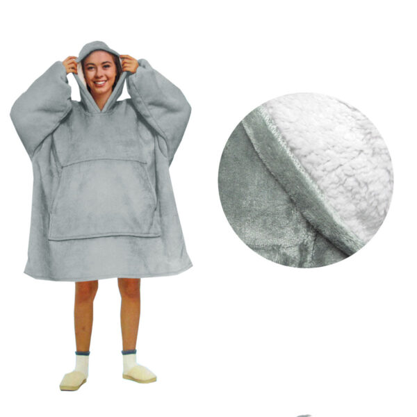 Fanno-Comfy Warm Blanket Hoodie for Adults with Sherpa Fleece Reverse and Pockets