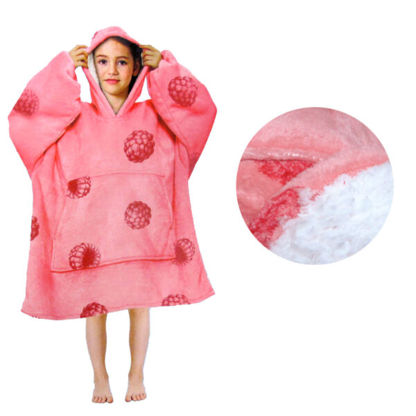 Fanno-Girls Comfy Warm Blanket Hoodie Sherpa Fleece Soft Cozy Winter Wear Raspberry