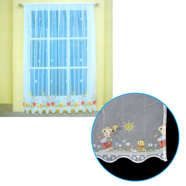 Fanno-Kids Cute Sheer Lace Curtain 300x213cm Teddy Garden Design for Child Room Decor