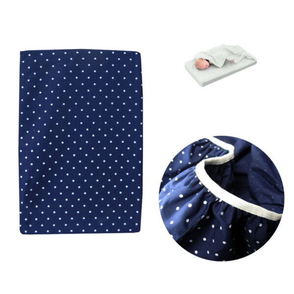 Fanno-Polka Dot Navy Polyester Cotton Bassinet Fitted Sheet with Attached Flat Sheet