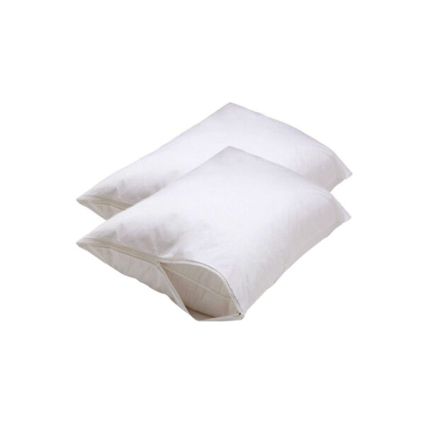 Fanno-Pack of 2 Stain Resistant Fabric Pillow Protectors Machine Washable Zip Closure