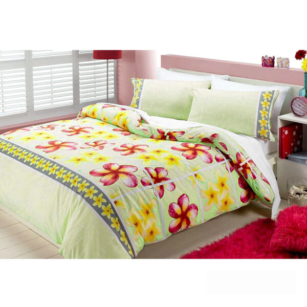 Fanno-Single Floral Quilt Cover Set 225TC Polyester Cotton Frangipani Apple Green