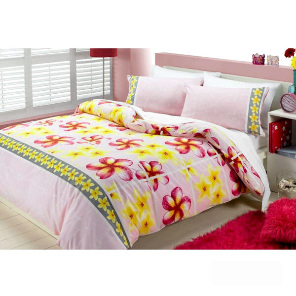 Fanno-Floral Quilt Cover Set Single 225TC Polyester Cotton Frangipani Soft Pink