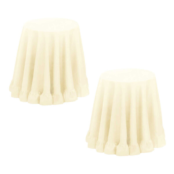 Fanno-Set of 2 Round 180cm Cream Ruffled Table Cloths for Festive Dinner Decor