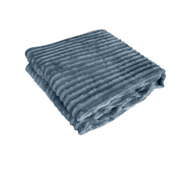 Fanno-Corduroy Striped Throw Rug 120x150cm Ultra Soft Durable Polyester Charcoal