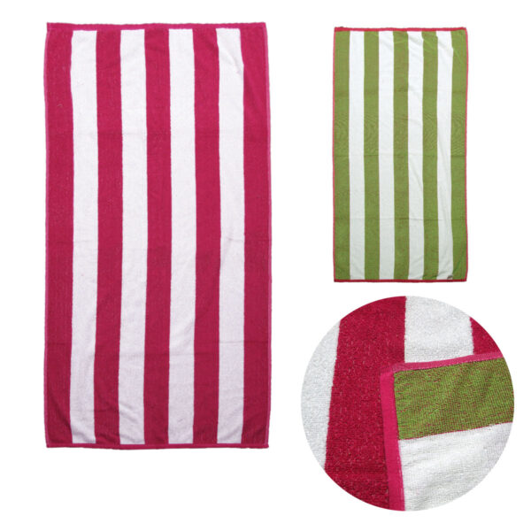 Fanno-Reversible Cabana Striped Towels Set of 2 Quick Dry Lightweight Beach Towels