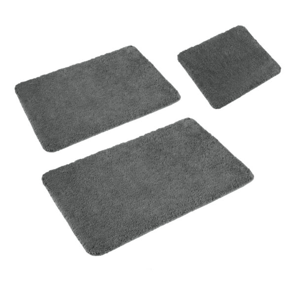 Fanno-Sleim Set of 3 Bath Mat Set Charcoal (Also Known as Smoke)