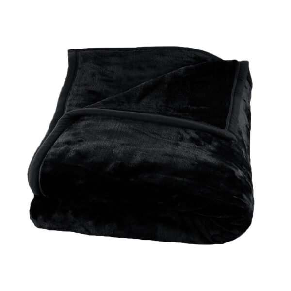 Fanno-Luxury 1000GSM 2 Ply Mink Blanket Black 200x240cm Soft Polyester Cozy Comfort