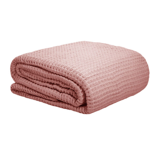 Fanno-Cotton Waffle Blanket Dusty Pink Soft Touch 300GSM Queen Size for Comfort