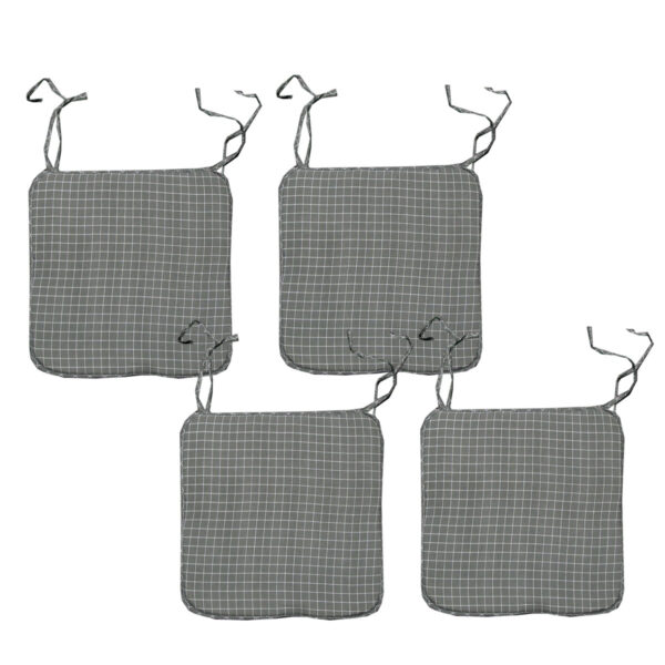 Fanno-Set of 4 Square Foam Chair Pads with Ties Checked Design 41 x 41 cm