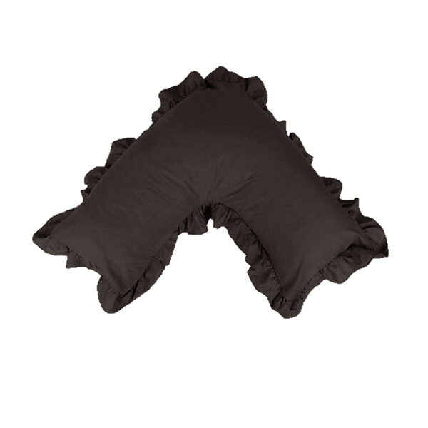 Fanno-Cotton Polyester V Shape Ruffled Pillowcase for Standard Tri Pillows Mink Color